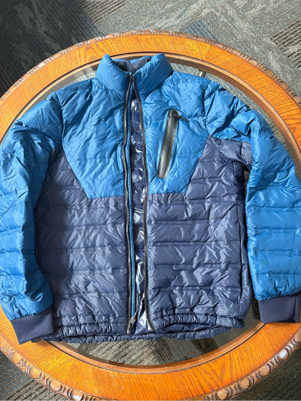 Mens Champion Two-tone Blue High Warmth Down Puffer Jacket sz Sm
